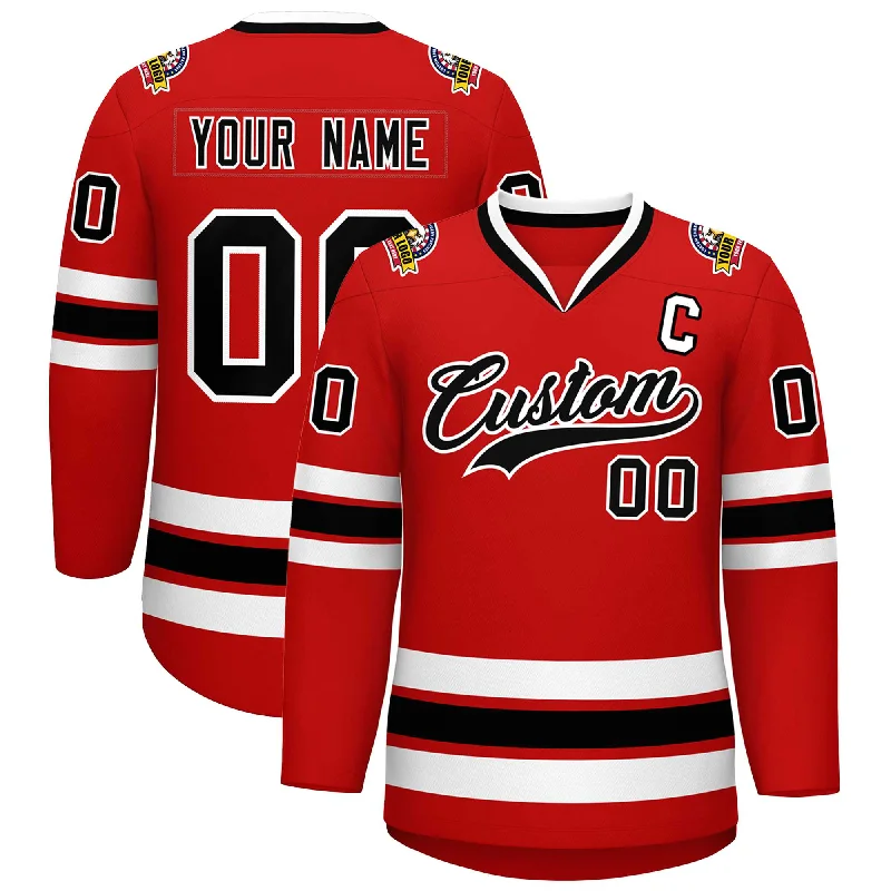 Custom Red Black-White Classic Style Hockey Jersey Hip Men's Urban