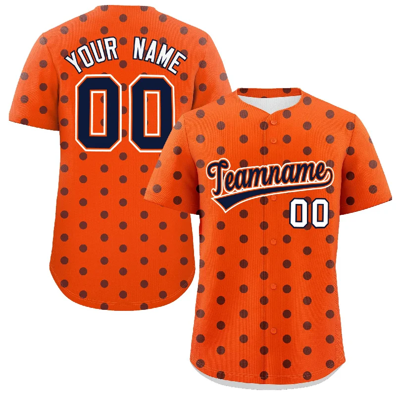 Custom Orange Navy Personalized Polka Dot Graffiti Pattern Authentic Baseball Jersey Masculine Men's 