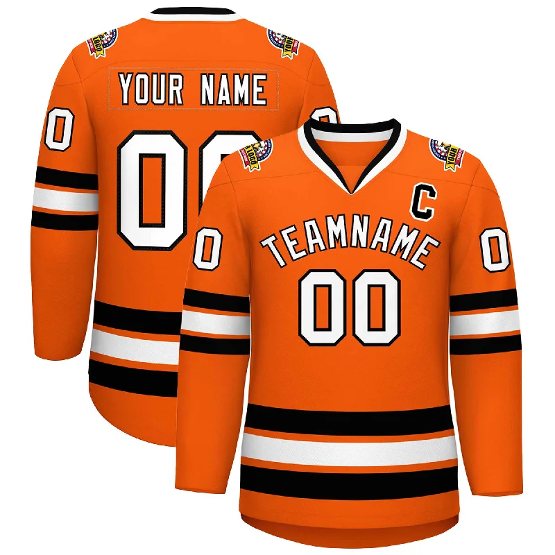 Custom Orange White-Black Classic Style Hockey Jersey Preppy Men's College