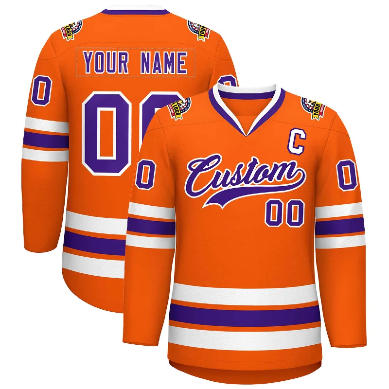 Custom Orange Purple-White Classic Style Hockey Jersey Relaxed Men's Australian 