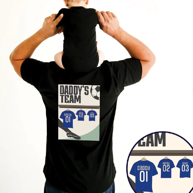 Blue Daddy's Team Poster Back Graphic T-shirt Edgy Men's Punk