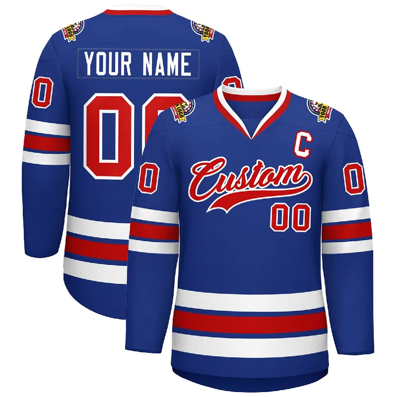 Custom Royal Red-White Classic Style Hockey Jersey Vintage Men's 1970S Disco