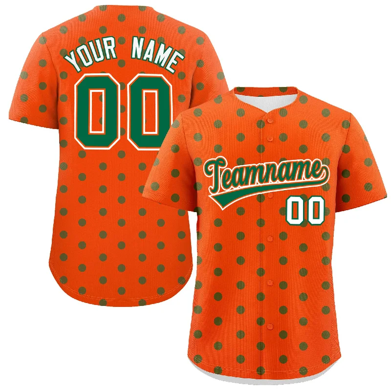 Custom Orange Kelly Green Personalized Polka Dot Graffiti Pattern Authentic Baseball Jersey Vintage Men's 1970S Disco