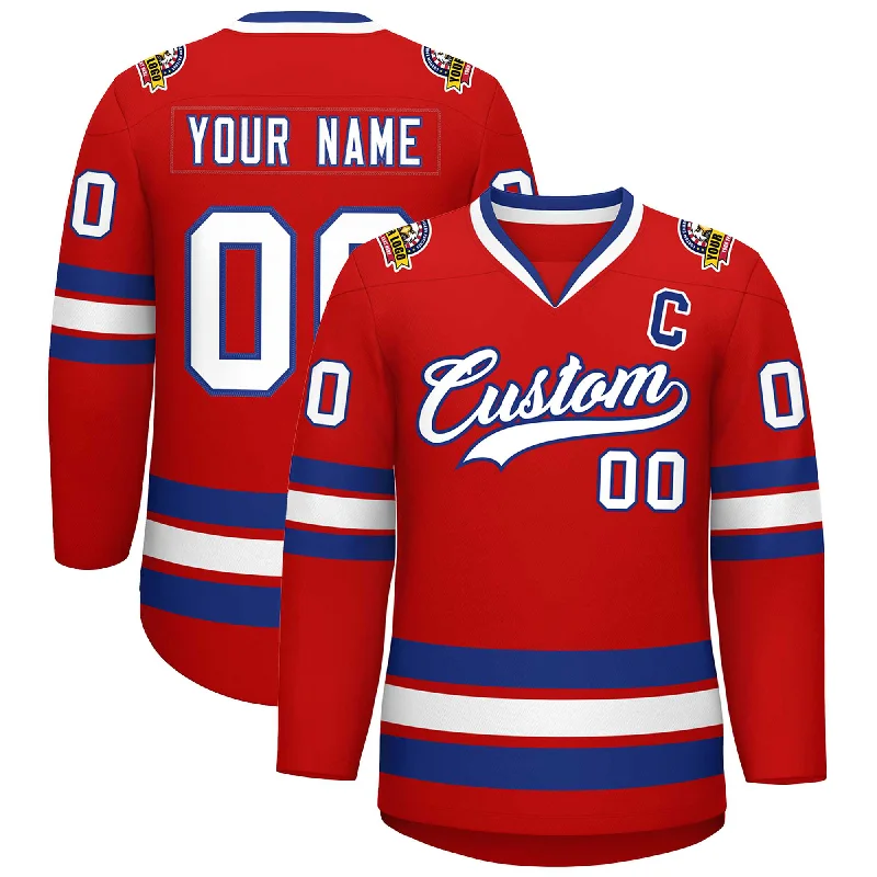 Custom Red White-Royal Classic Style Hockey Jersey Athletic Men's High