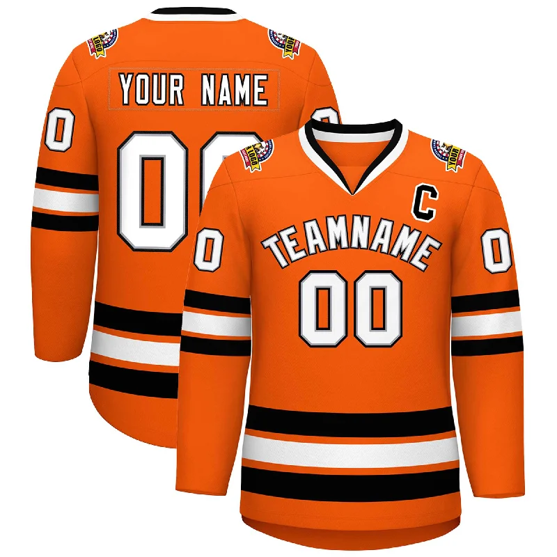 Custom Orange White Gray-Black Classic Style Hockey Jersey Refined Men's Classic 