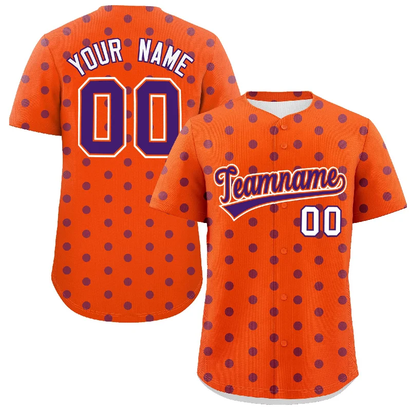 Custom Orange Purple Personalized Polka Dot Graffiti Pattern Authentic Baseball Jersey Edgy Men's Punk