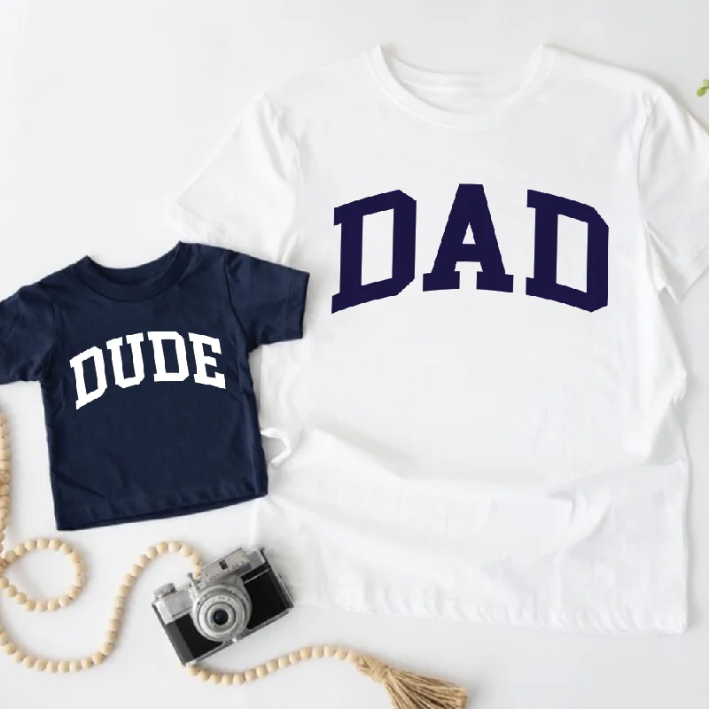 Dad & Dude Matching Navy/ White T-shirts Hip Men's Urban