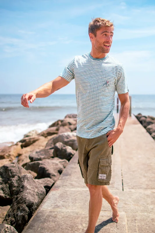 Blue Stripe Pocket Tee Unique Men's Upcycled