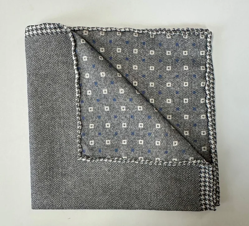 David Donahue Pocket Square - Charcoal Herringbone/Square Bold Men's Animal