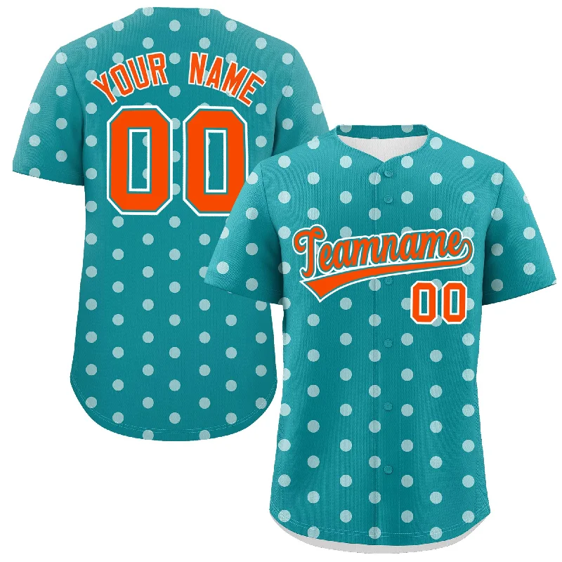 Custom Aqua White Personalized Polka Dot Graffiti Pattern Authentic Baseball Jersey Modern Men's 