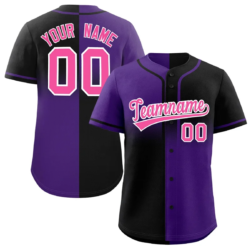 Custom Black Purple Personalized Symmetrical Gradient Design Authentic Baseball Jersey Sporty Men's Tennis