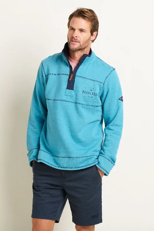 Blue Marl Quarter Zip Sweat Cool Men's Skate