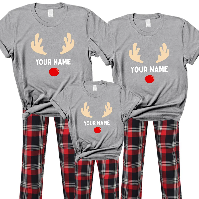 Choose Your Name Reindeer Family Yuletide Pyjama Tee & Pant Set Vacation