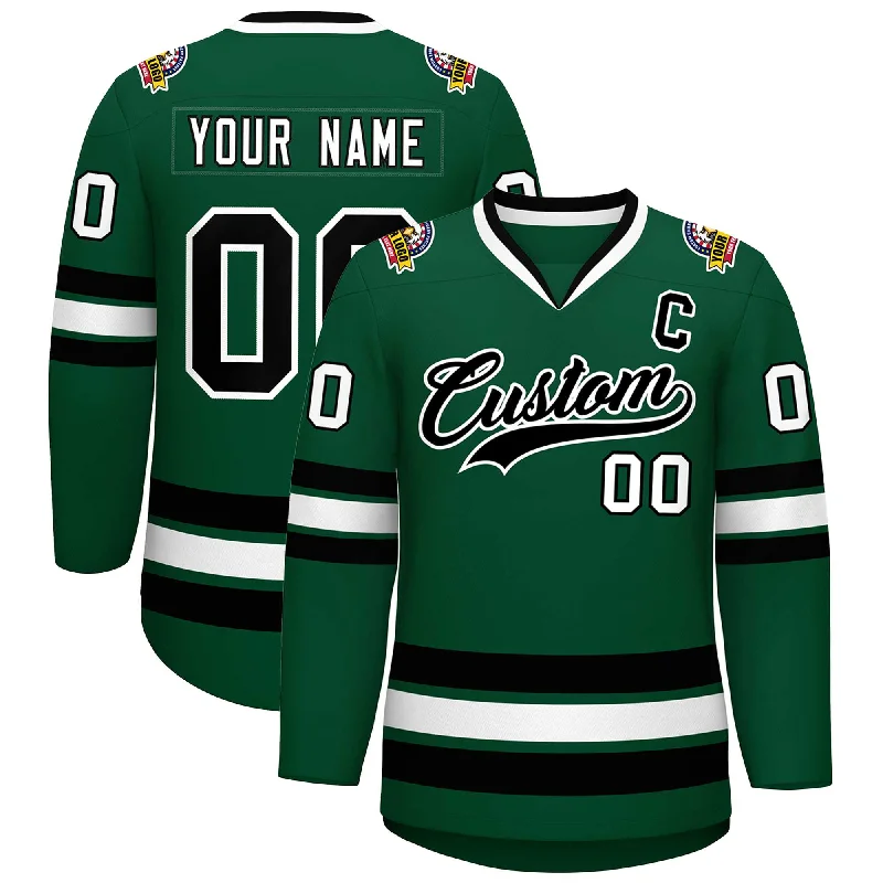 Custom Green Black-White Classic Style Hockey Jersey Bohemian Men's Free