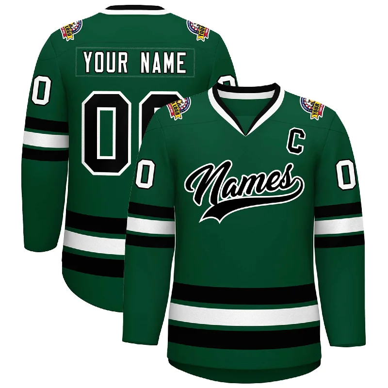 Custom Green Black-White Classic Style Hockey Jersey Cool Men's Skate