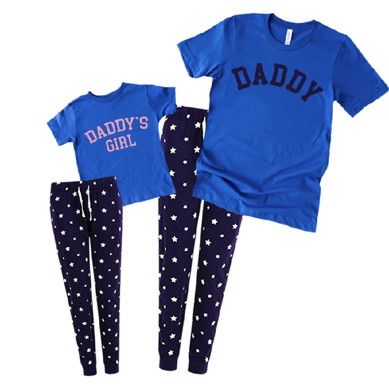 Daddy & Daddy's Girl College Matching Star Pyjamas - Royal Blue/Navy Tough Men's Tactical