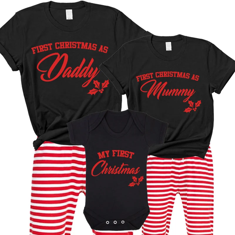 First Family Christmas Matching North Pole Red Stripe Pyjama & Bodysuits Sharp Men's Italian