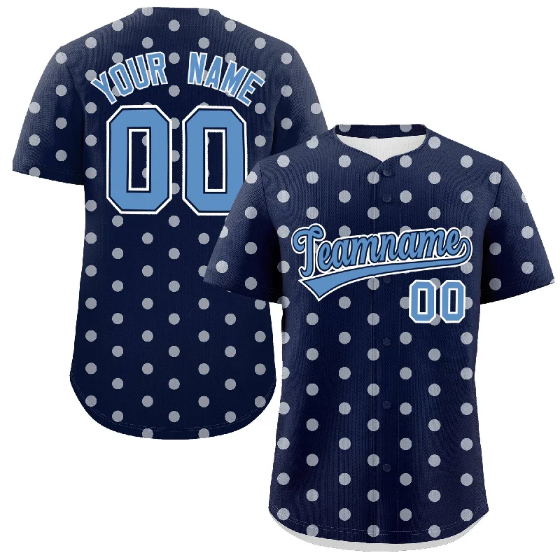 Custom Navy White Personalized Polka Dot Graffiti Pattern Authentic Baseball Jersey Athletic Men's High