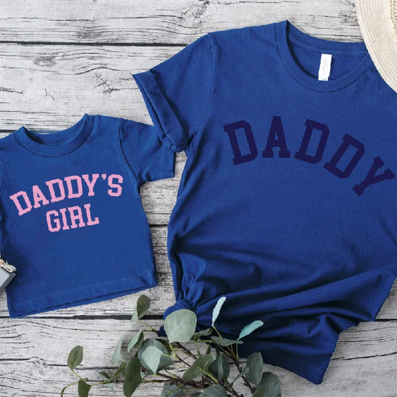 Daddy & Daddy's Girl College Matching Royal Blue T-Shirts Hip Men's Retro