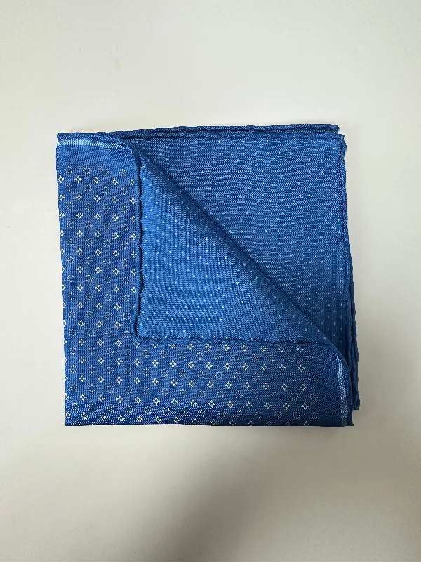 David Donahue Pocket Square - Blue Diamonds/Dots Unique Men's Upcycled