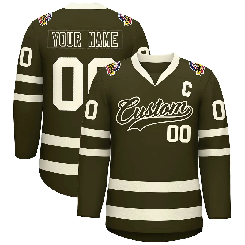 Custom Olive Olive-Khaki Classic Style Hockey Jersey Stylish Men's Tropical 