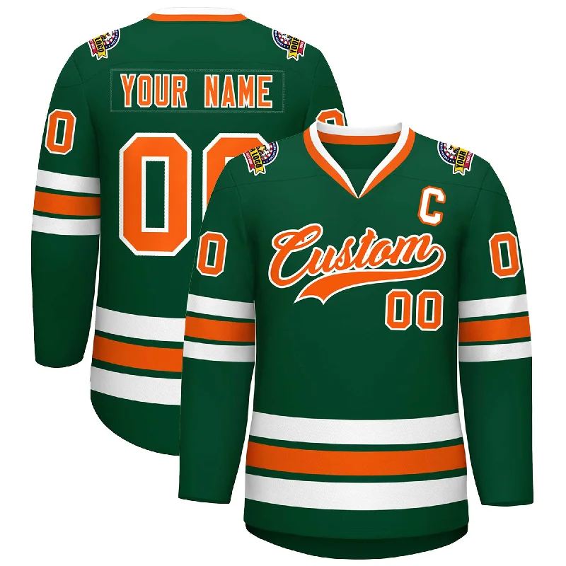 Custom Green Orange-White Classic Style Hockey Jersey Gym