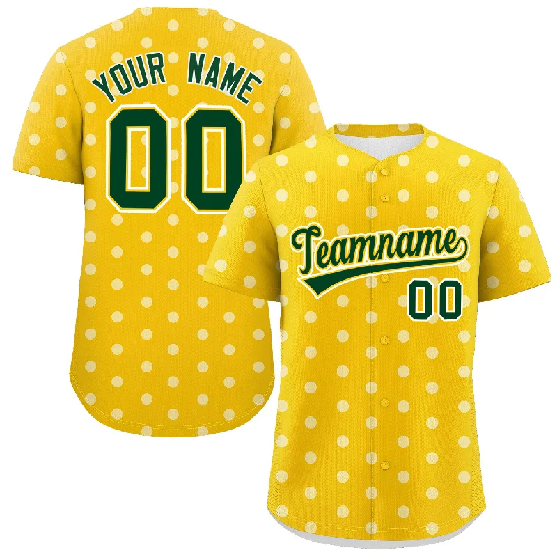 Custom Gold White Personalized Polka Dot Graffiti Pattern Authentic Baseball Jersey Cool Men's Skate