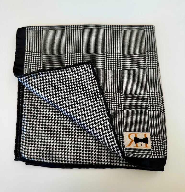 R. Hanauer Pocket Square - Black Houndstooth Casual Men's Japanese 