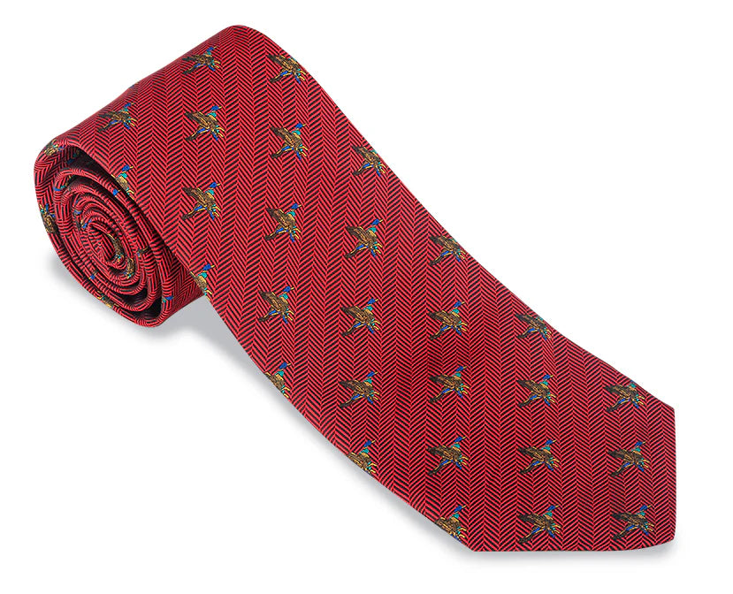 R Hanauer Tie - Red Edgewater Ducks Practical Men's Multi