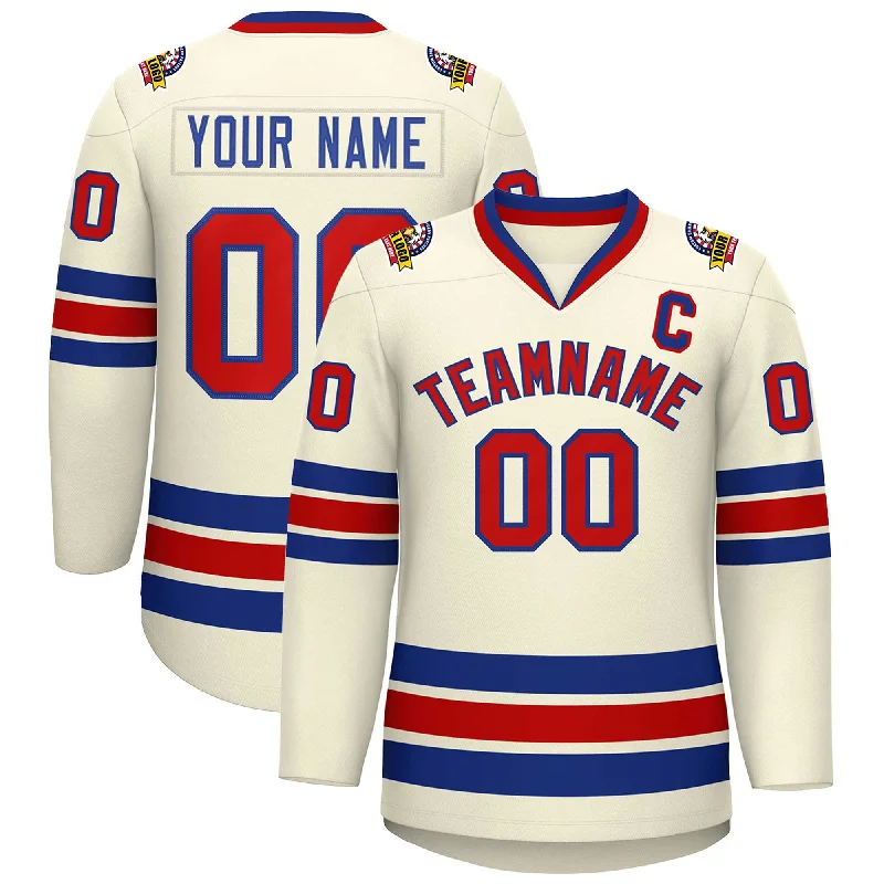 Custom Khaki Red-Royal Classic Style Hockey Jersey Dynamic Men's High