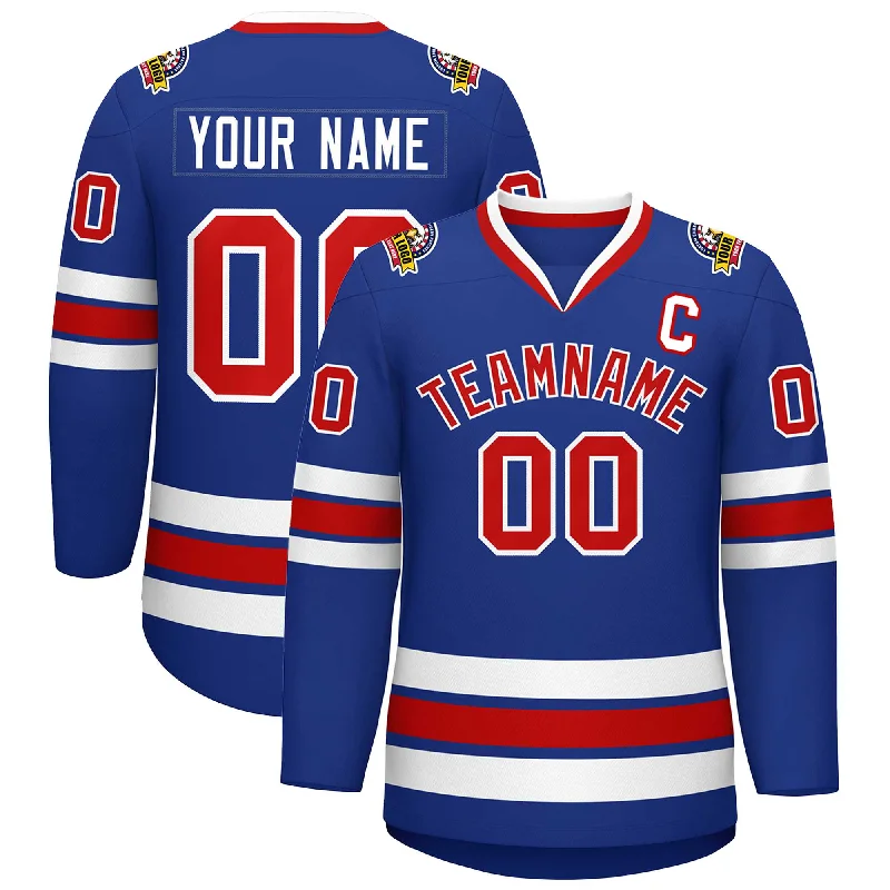 Custom Royal Red-White Classic Style Hockey Jersey Bold Men's Animal