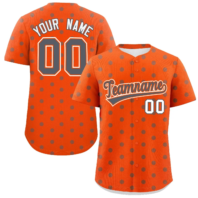 Custom Orange Dark Gray Personalized Polka Dot Graffiti Pattern Authentic Baseball Jersey Modern Men's Geometric