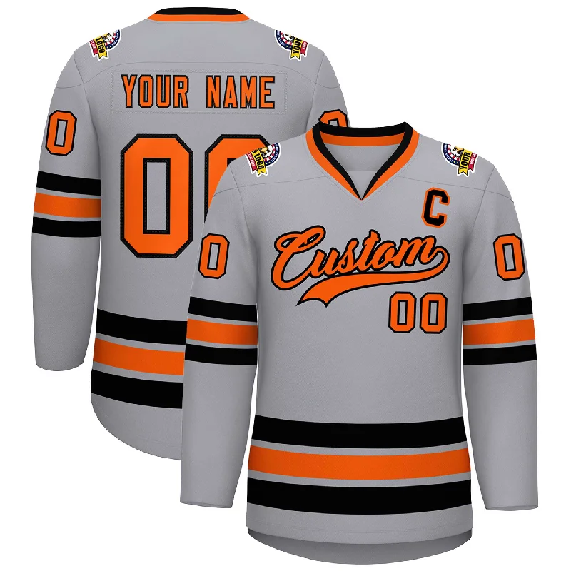 Custom Gray Orange-Black Classic Style Hockey Jersey Modern Men's Tech