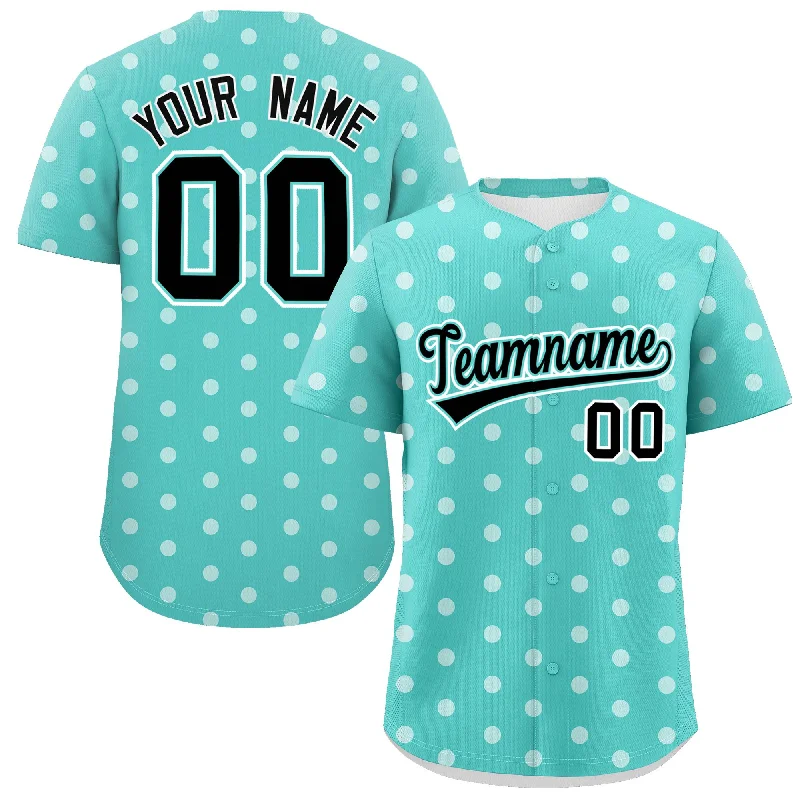 Custom Bright Green White Personalized Polka Dot Graffiti Pattern Authentic Baseball Jersey Beach