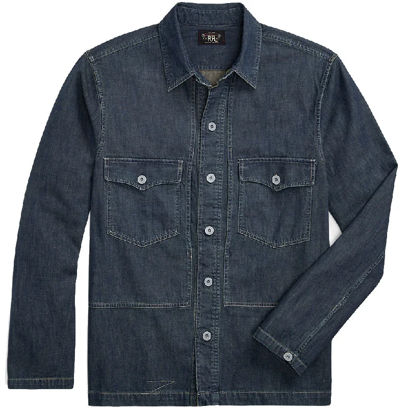 Double RL『INDIGO DENIM OVERSHIRT』 Tough Men's Tactical