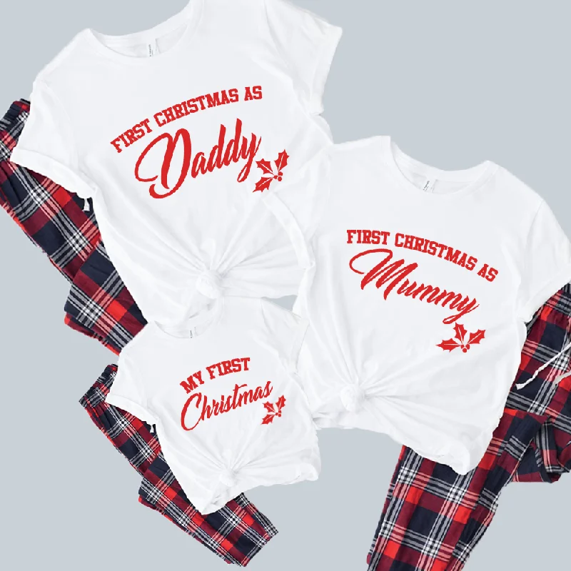 First Family Christmas Matching Yuletide Pyjama Tee & Pant Set Monochromatic Office Style