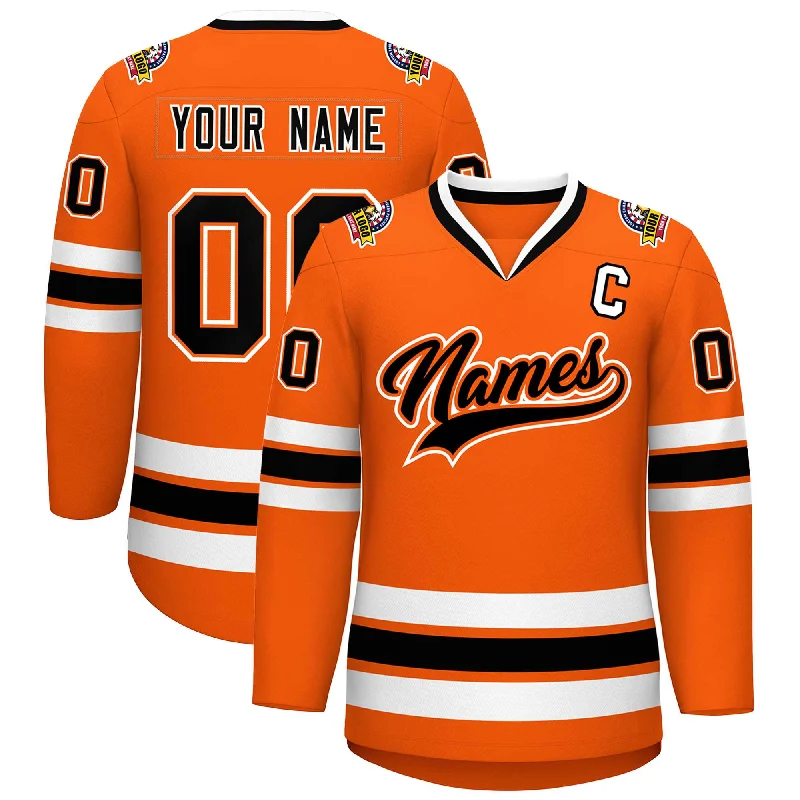 Custom Orange Black Orange-White Classic Style Hockey Jersey Artistic Men's Avant