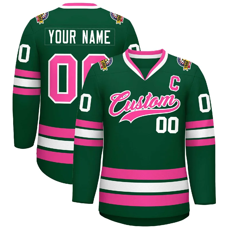 Custom Green Pink-White Classic Style Hockey Jersey Gym