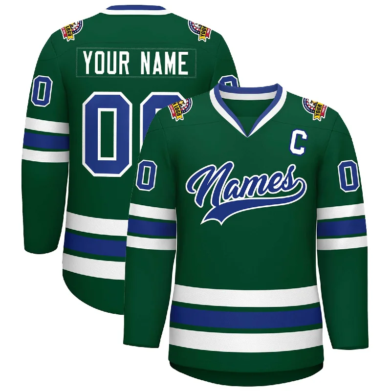 Custom Green Royal-White Classic Style Hockey Jersey Vacation