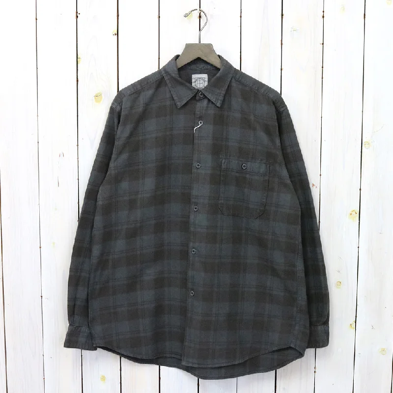 hobo『L/S Shirt Cotton Flannel Check Overdyed』(Charcoal) Cclassic Men's Tweed