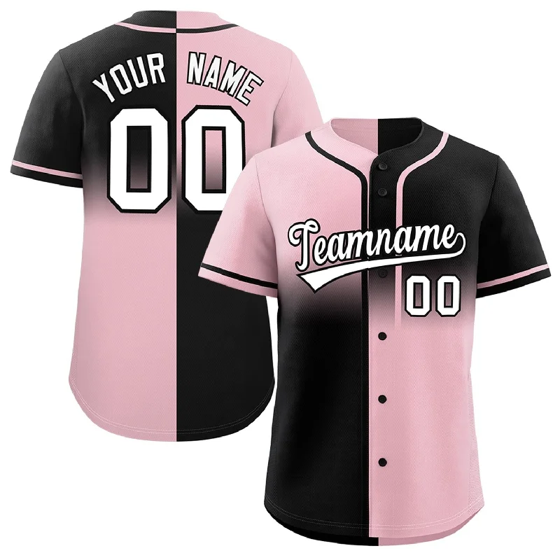 Custom Black Light Pink Personalized Symmetrical Gradient Design Authentic Baseball Jersey Relaxed Men's Beach