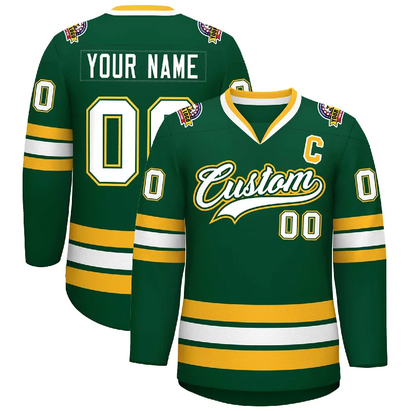 Custom Green White Green-Gold Classic Style Hockey Jersey Casual Men's Japanese 