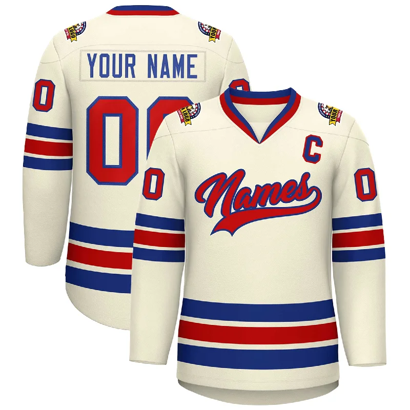 Custom Khaki Red-Royal Classic Style Hockey Jersey Business