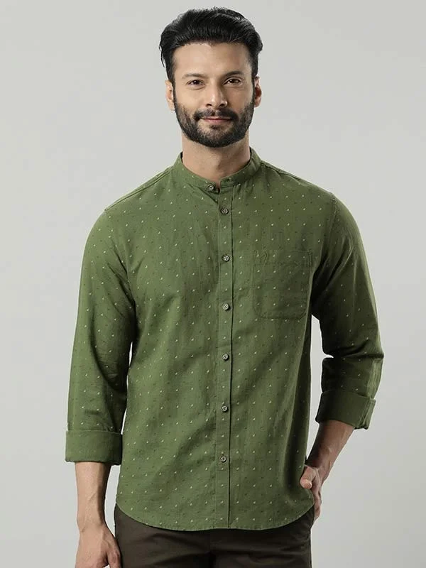 Men Printed Full Sleeve Linen Blend Shirt Laid