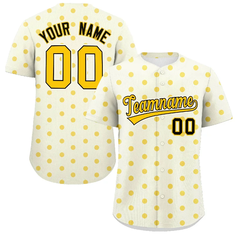 Custom Cream Gold Personalized Polka Dot Graffiti Pattern Authentic Baseball Jersey Artistic Men's Avant