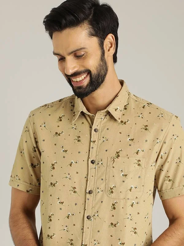 Men Printed Half Sleeve Cotton Shirt Street