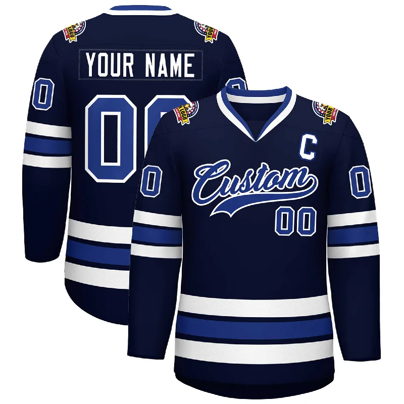 Custom Navy Royal-White Classic Style Hockey Jersey Modern Men's 