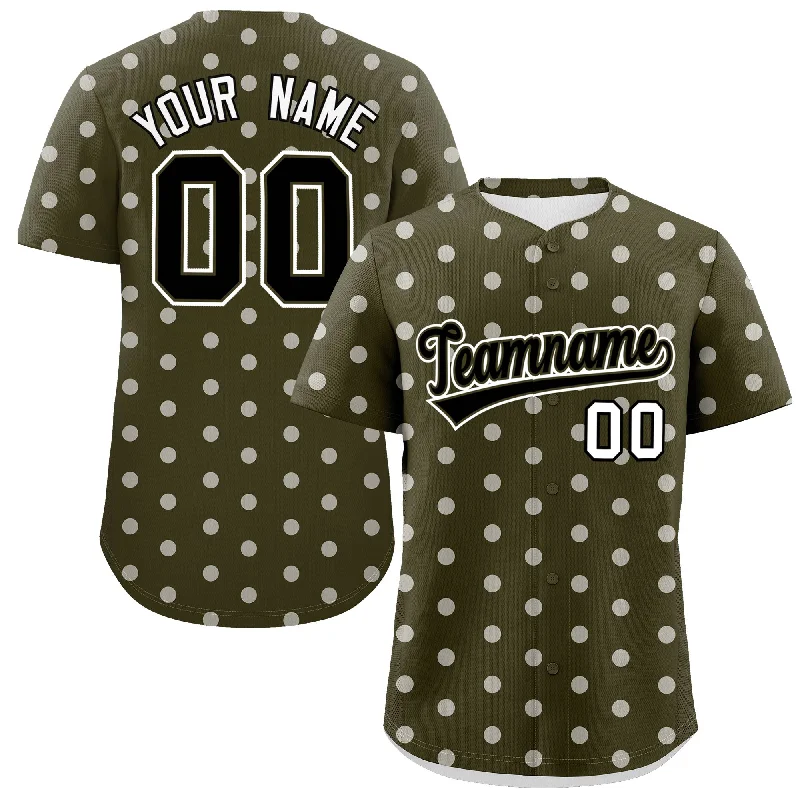 Custom Olive White Personalized Polka Dot Graffiti Pattern Authentic Baseball Jersey Sporty Men's Tennis