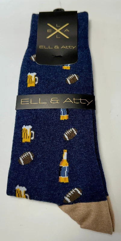 Ell & Atty Dress Socks - Footballs and Beer Unique Men's Patch