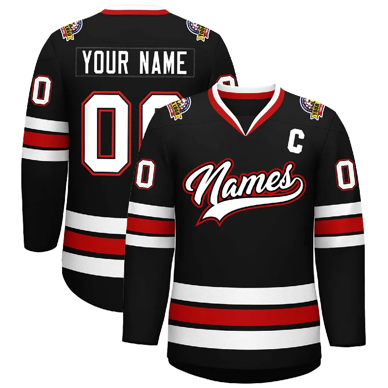 Custom Black White Black-Red Classic Style Hockey Jersey Lumberjack